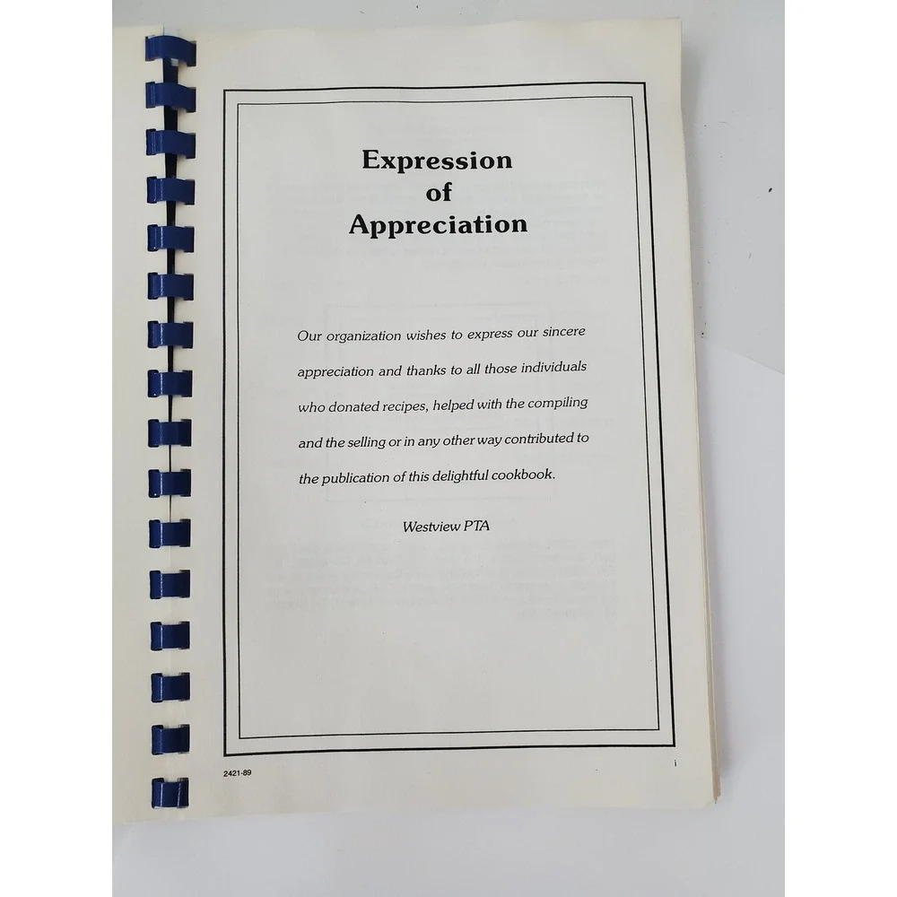Vintage Recipes from the Westview PTA 1989-90‎ Cookbook Spiral Bound GrandmaCore